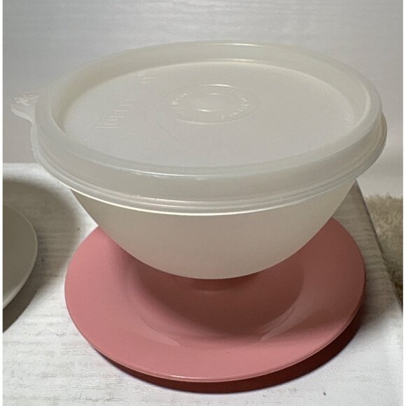 Tupperware Dessert Pudding Parfait Cups Lids & Pastel Base Set of 4 - Picture 6 of 9